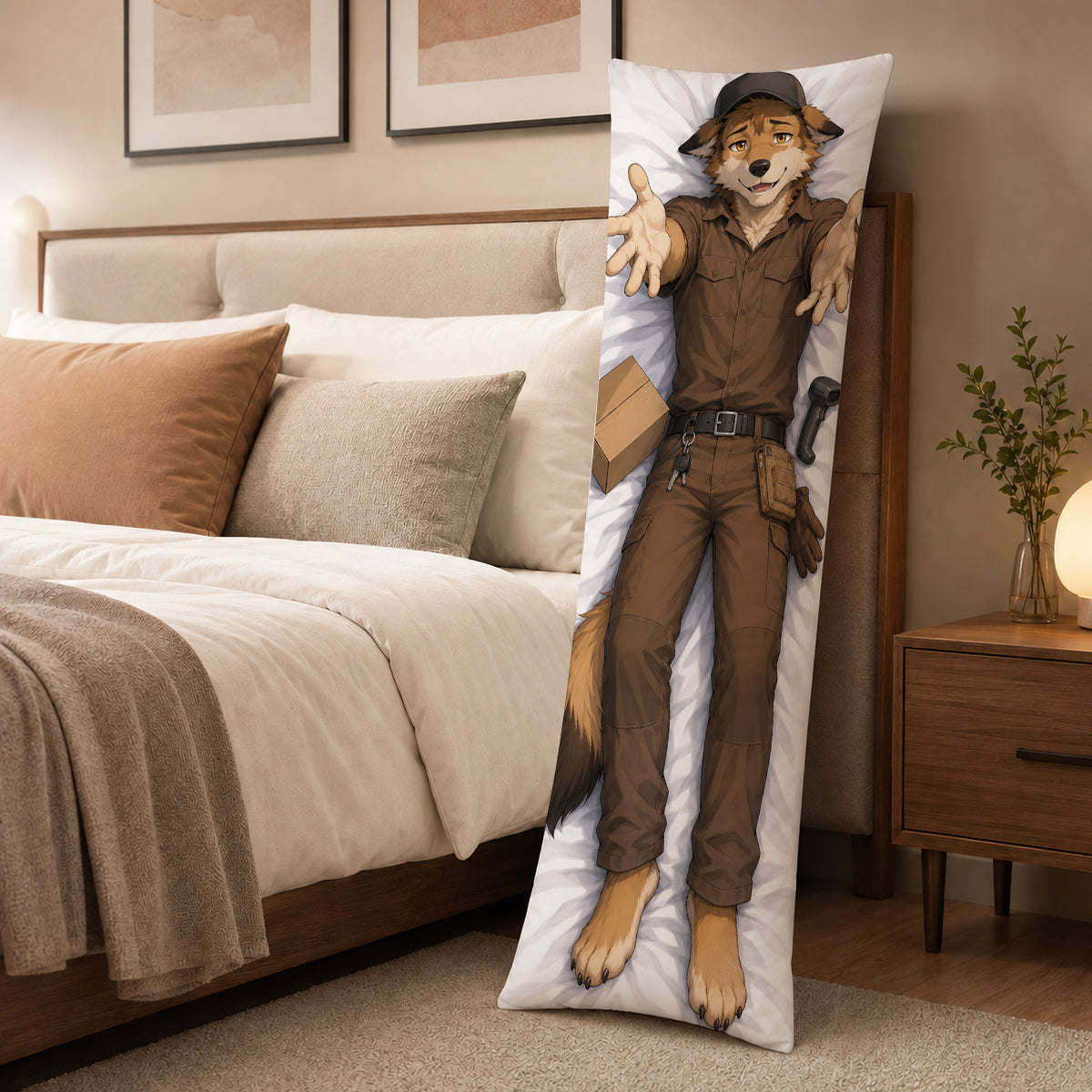 Delivery Driver Wolf furry body pillow cover product image 3
