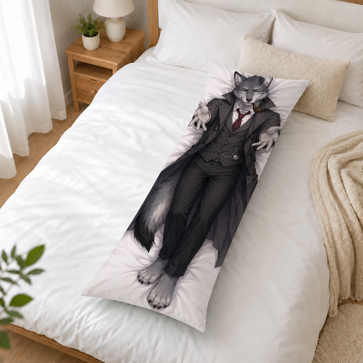 Detective Wolf furry body pillow cover product image 2