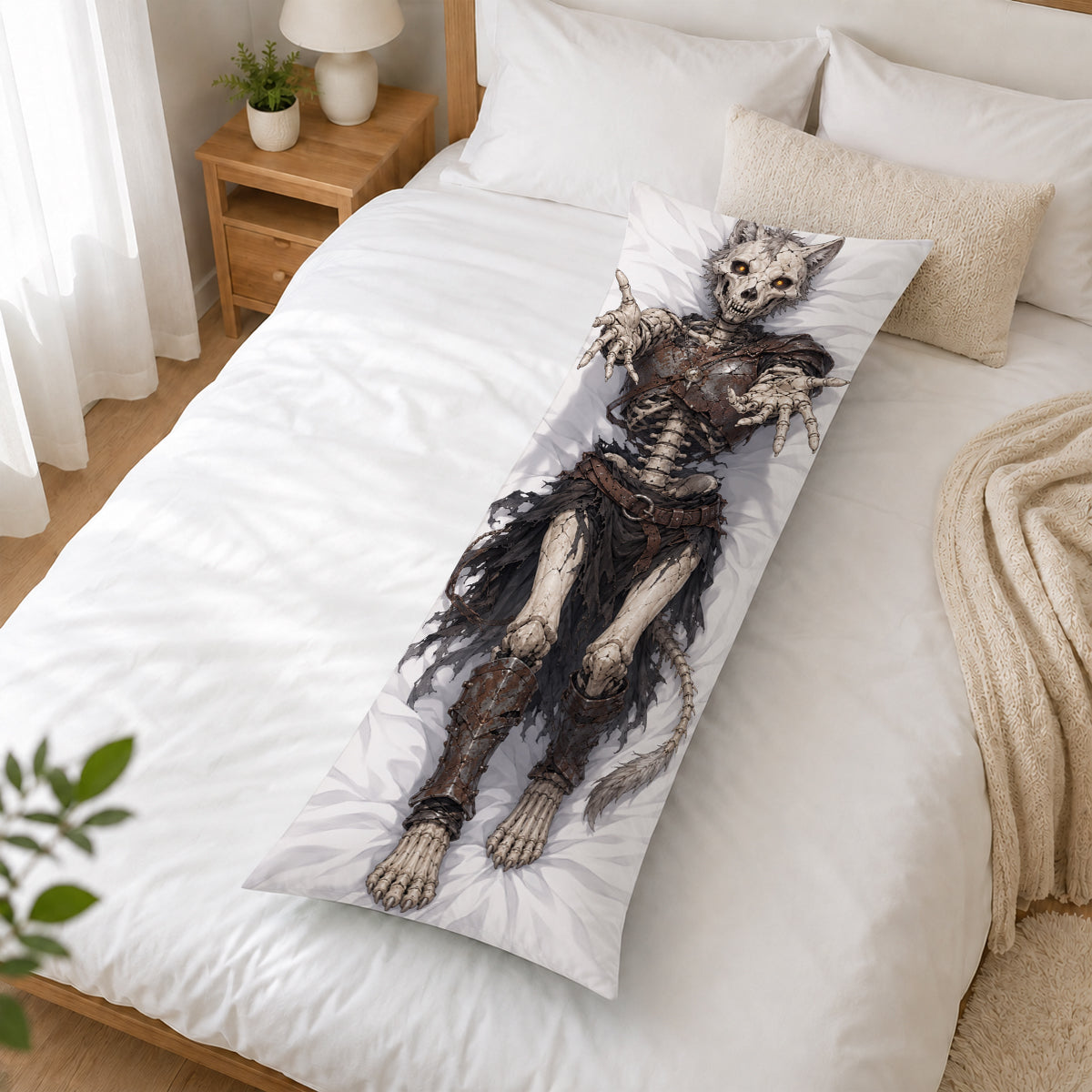 Skeleton Wolf furry body pillow cover product image 2