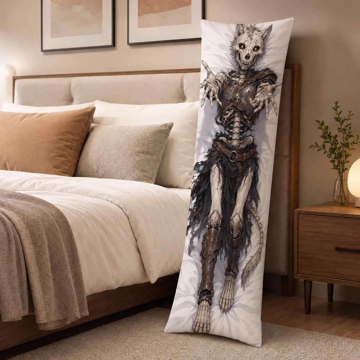 Skeleton Wolf furry body pillow cover product image 3