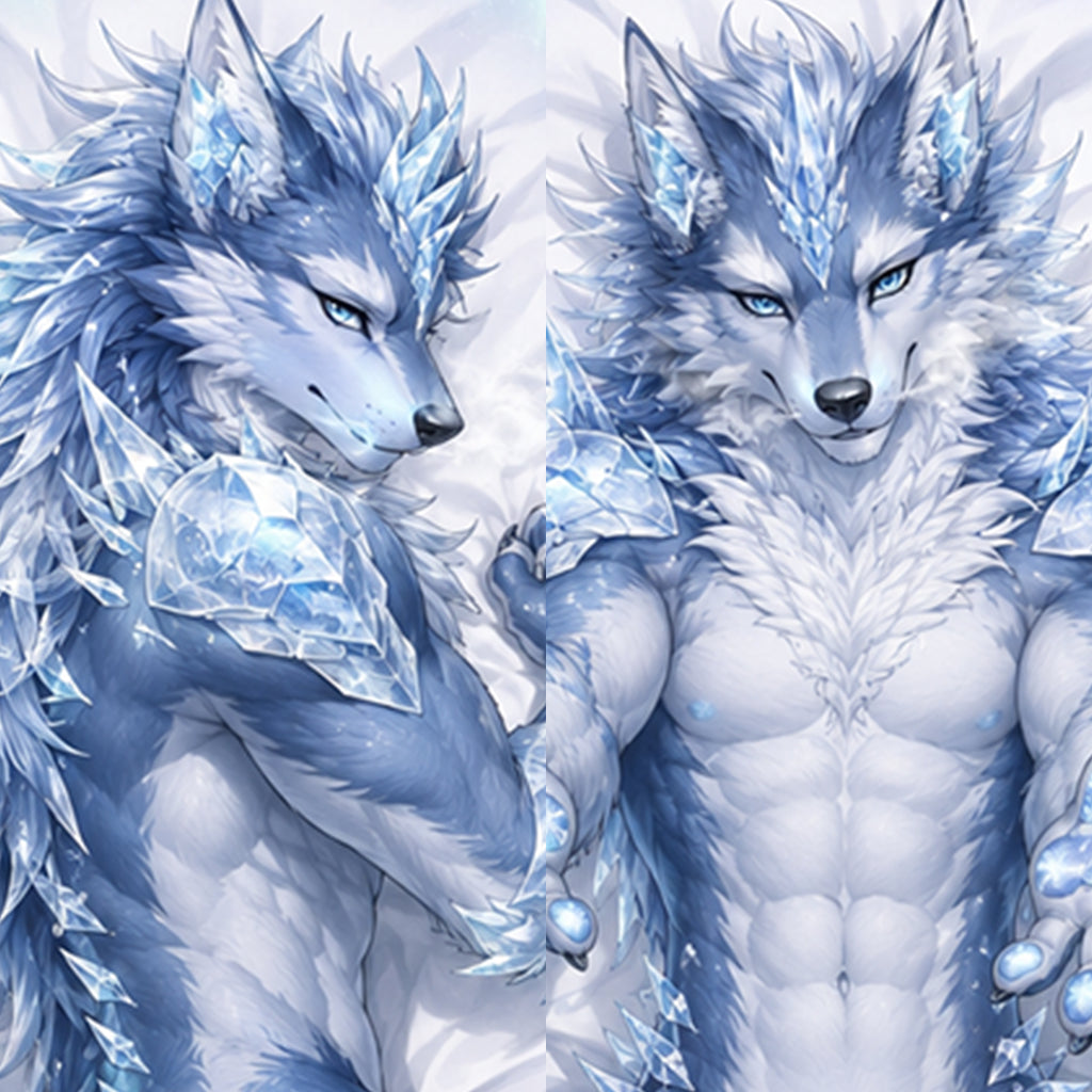 Frost Wolf furry body pillow cover product image 1