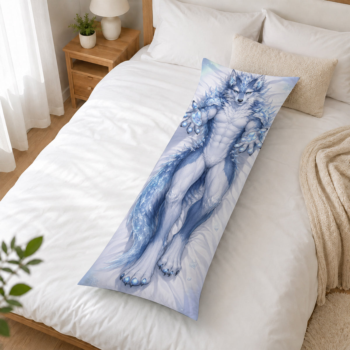 Frost Wolf furry body pillow cover product image 2