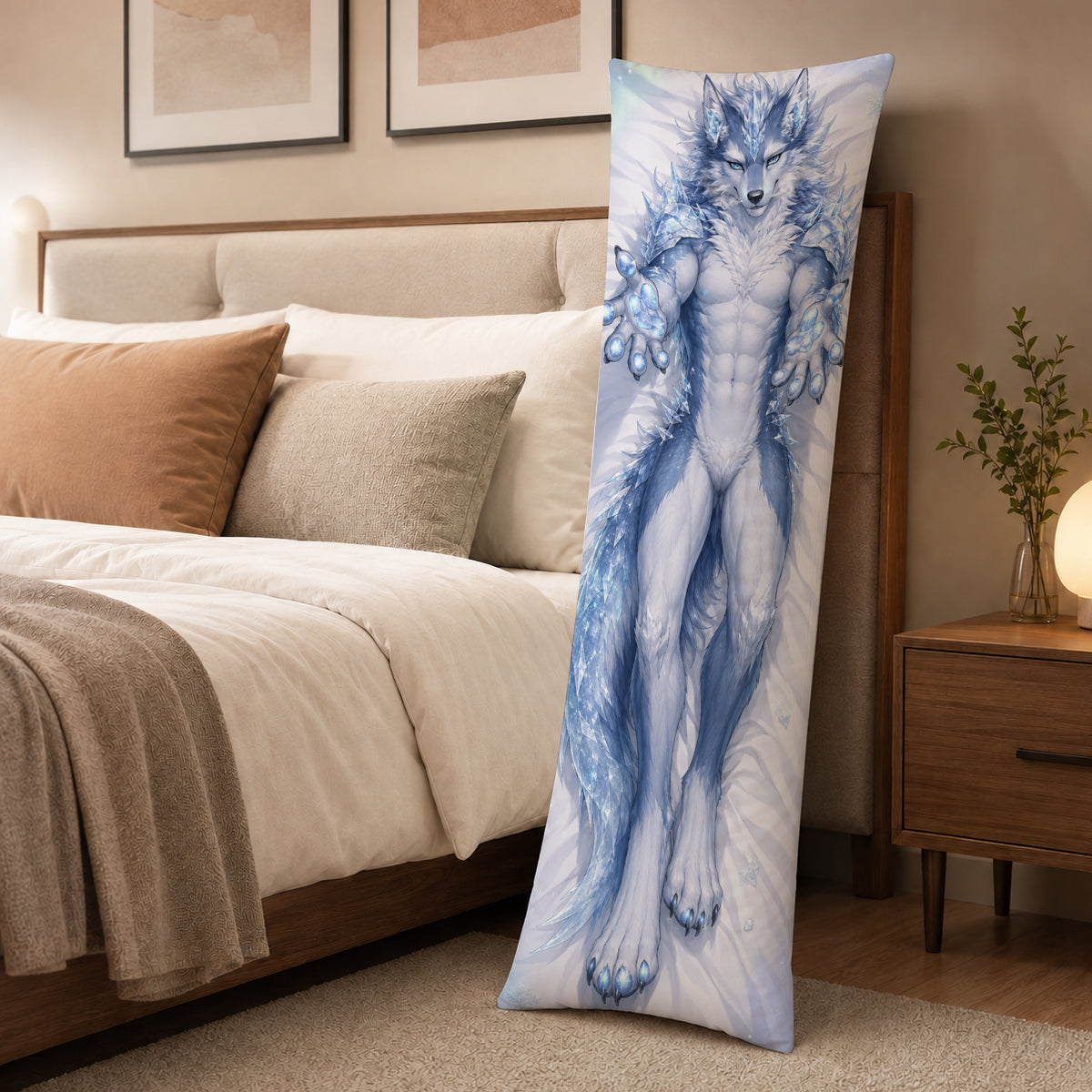 Frost Wolf furry body pillow cover product image 3