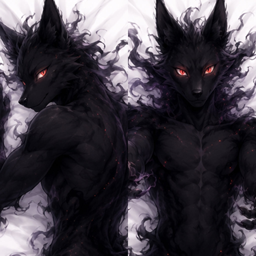Shadow Wolf furry body pillow cover product image 1