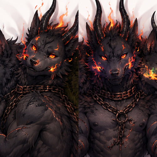Cerberus Wolf furry body pillow cover product image 1