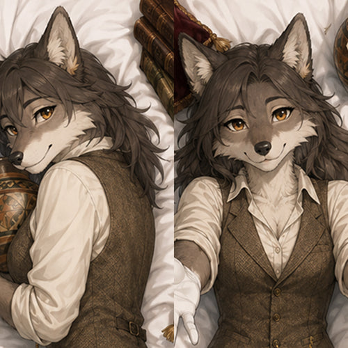 Antique Collector Wolf furry body pillow cover product image 1