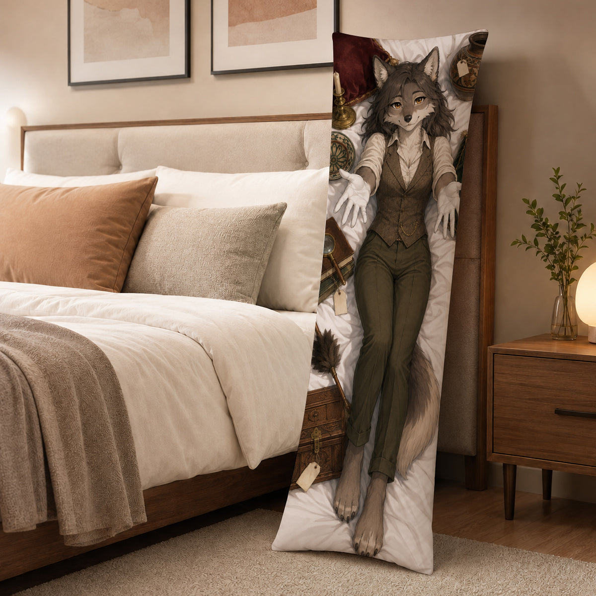 Antique Collector Wolf furry body pillow cover product image 3
