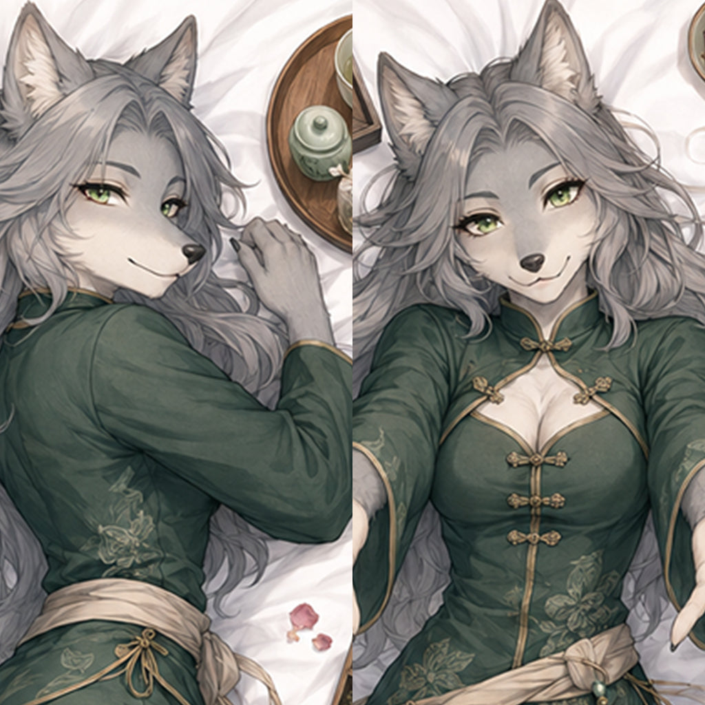 Tea House Perfumer Wolf furry body pillow cover product image 1
