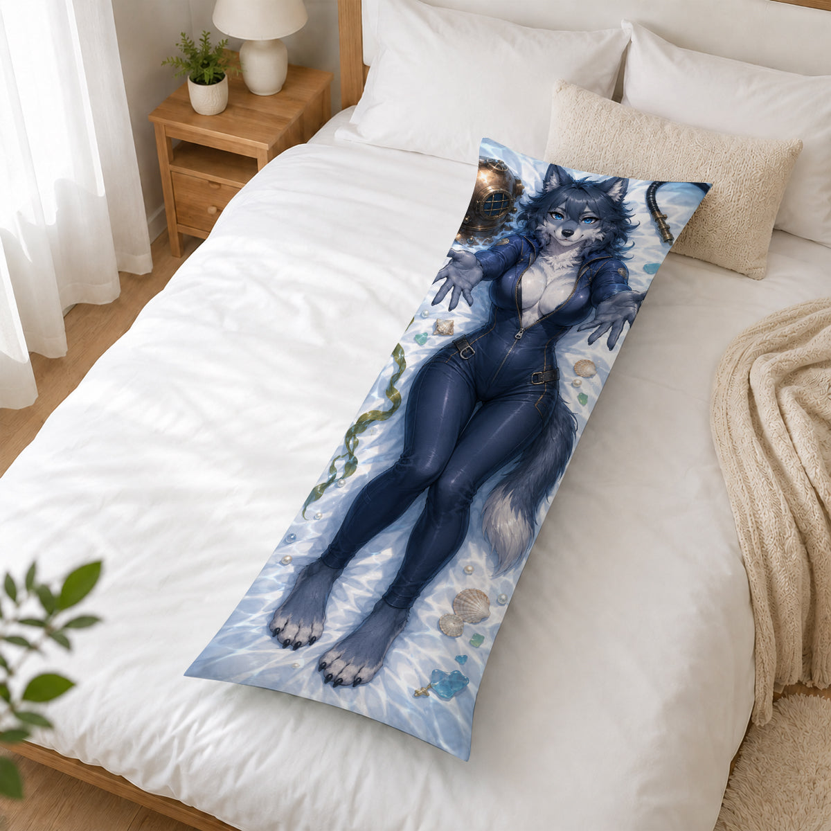 Deep Sea Diver Wolf furry body pillow cover product image 2