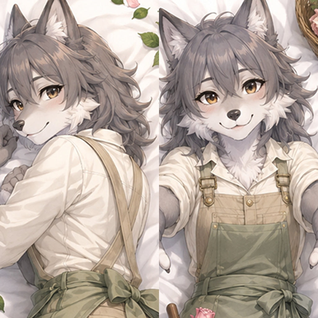 Royal Gardener Wolf furry body pillow cover product image 1