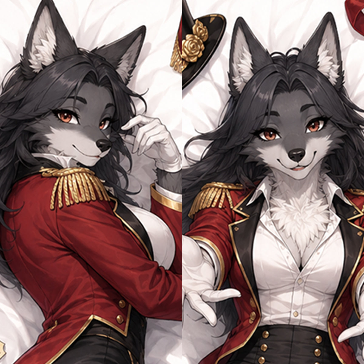 Circus Ringmaster Wolf furry body pillow cover product image 1