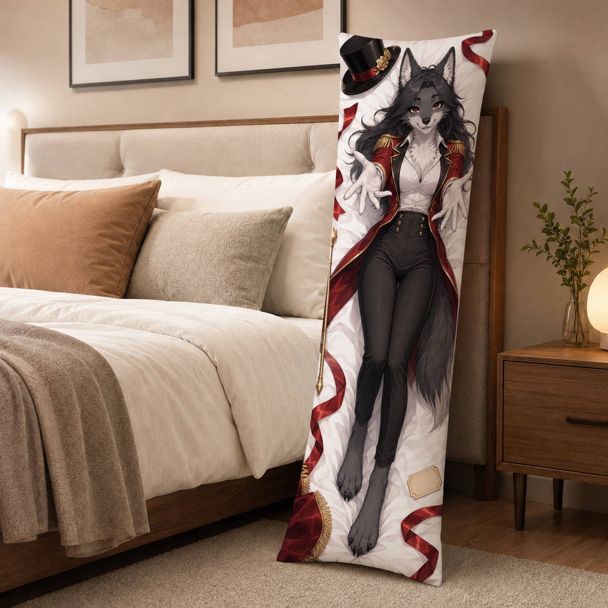 Circus Ringmaster Wolf furry body pillow cover product image 3