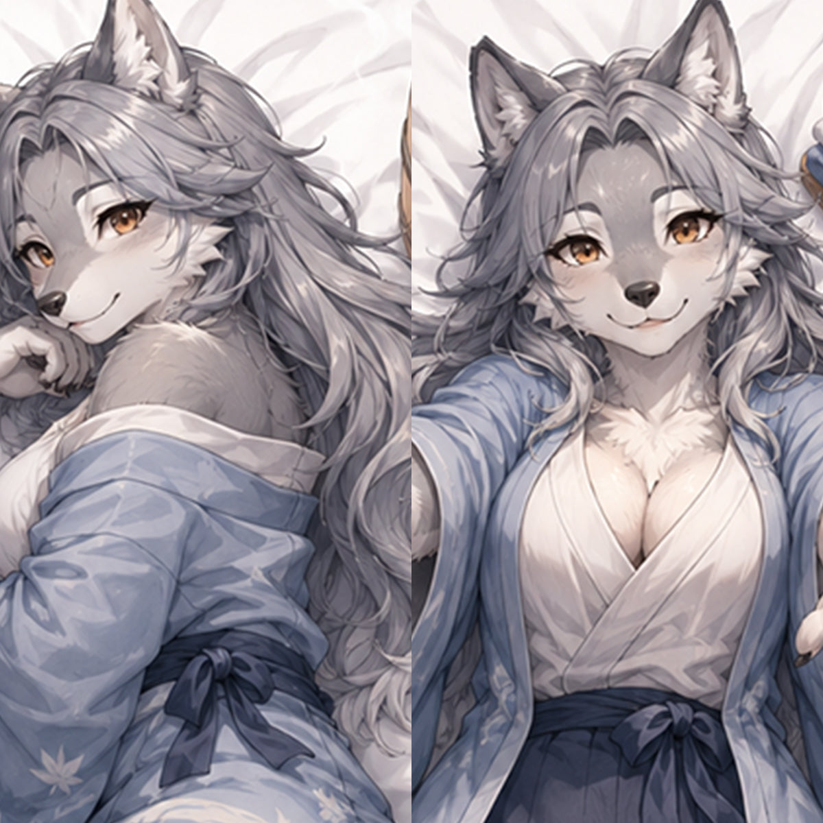 Hot Spring Innkeeper Wolf furry body pillow cover product image 1