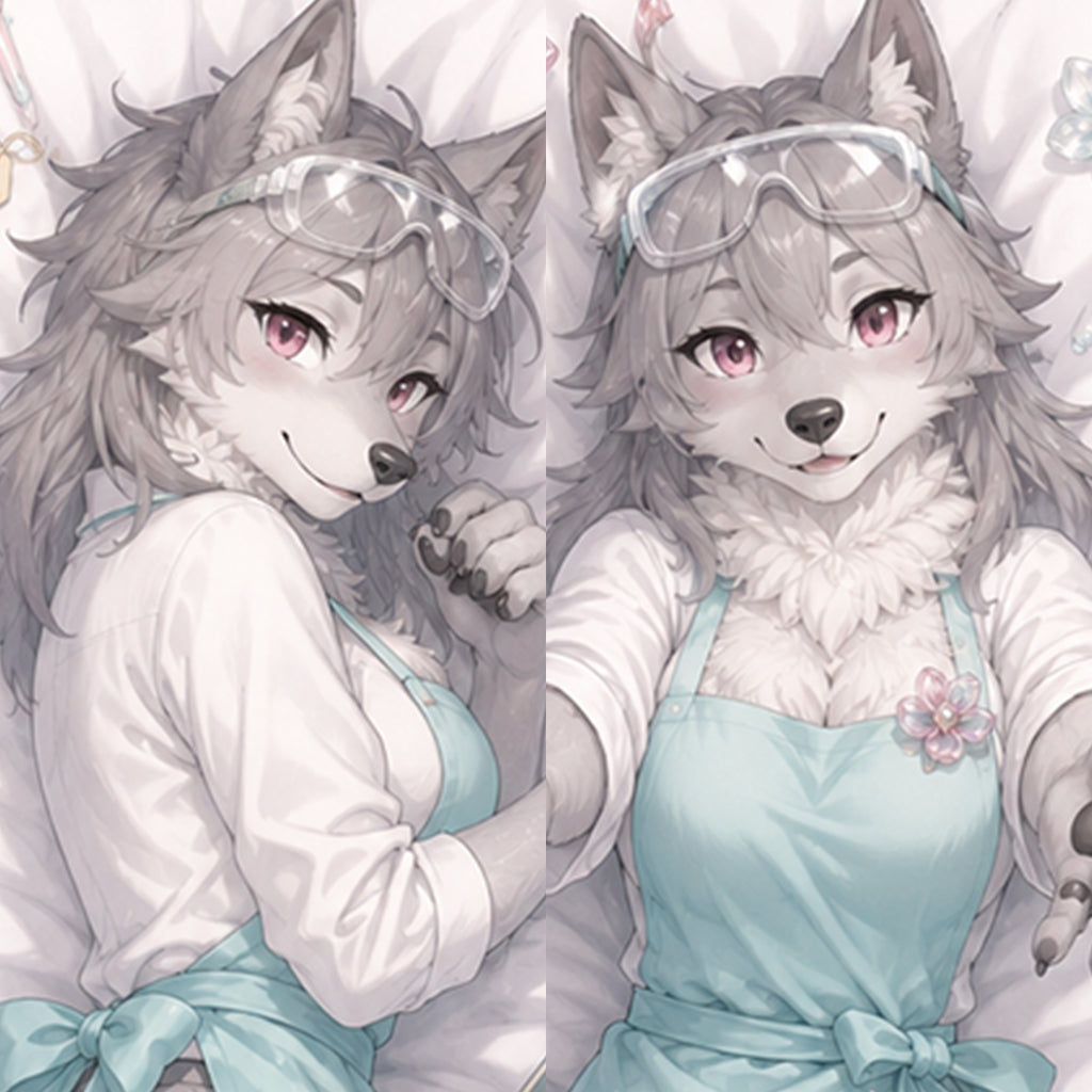 Glass Florist Wolf furry body pillow cover product image 1