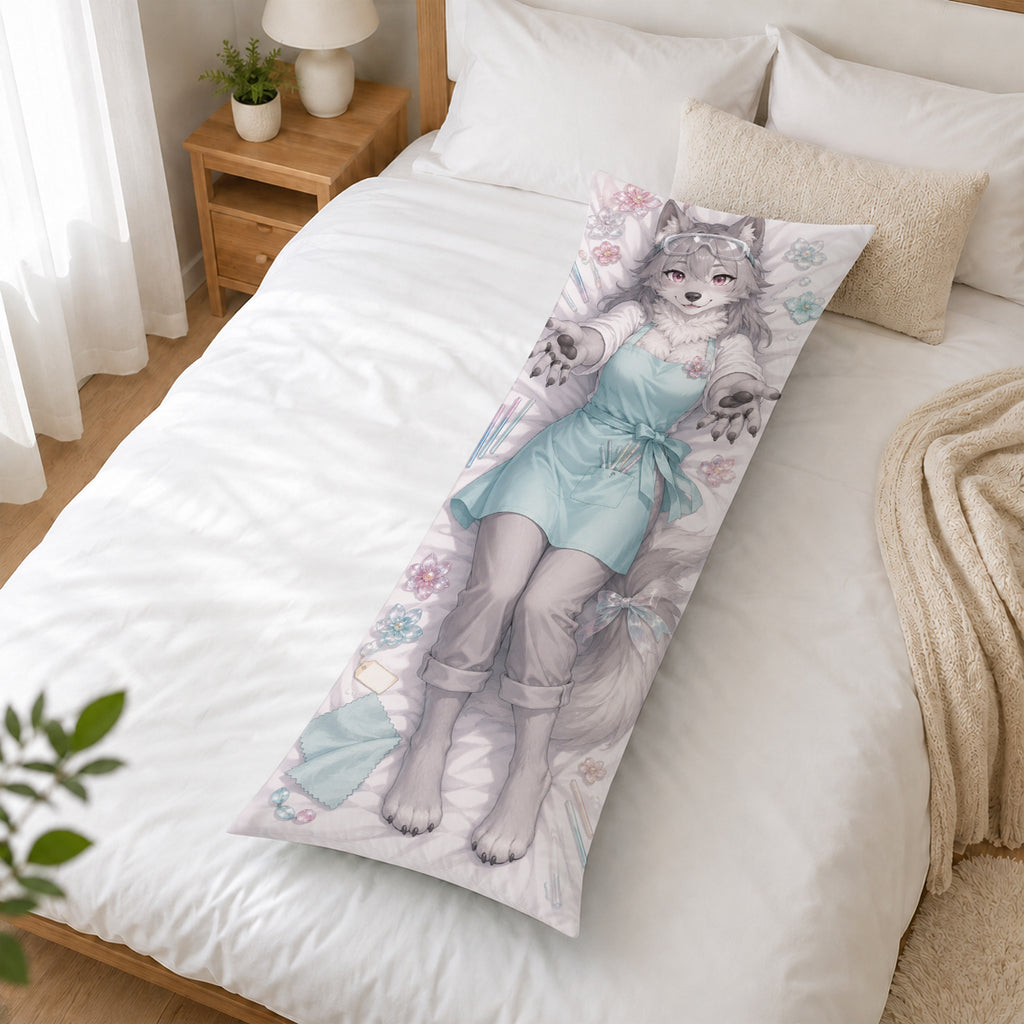 Glass Florist Wolf furry body pillow cover product image 2