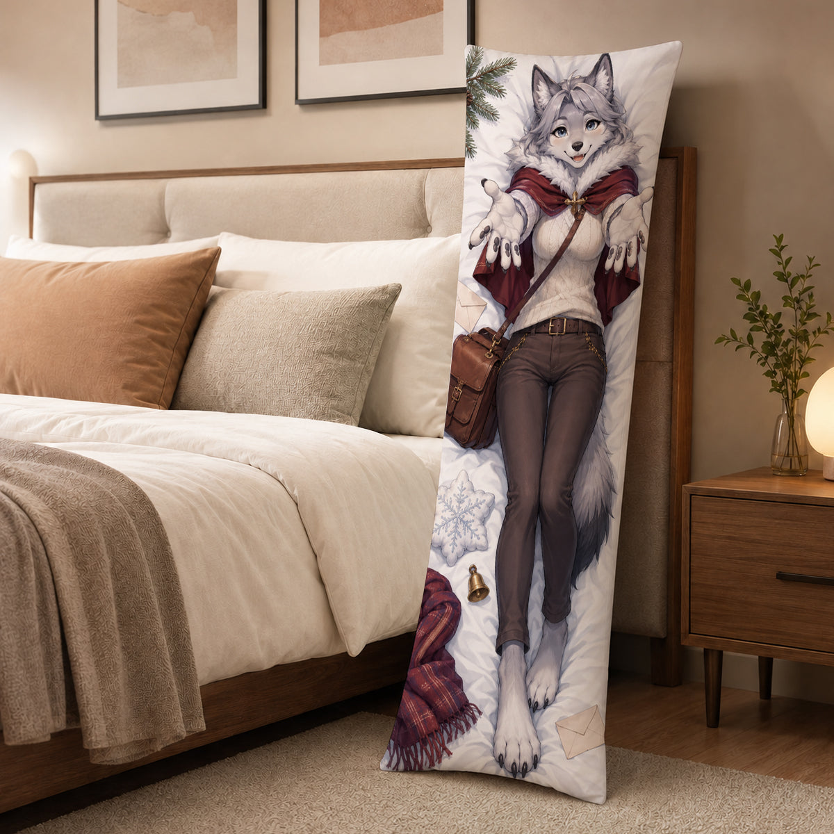 Alpine Post Wolf furry body pillow cover product image 3