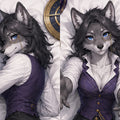 Astronomical Clockmaker Wolf furry body pillow cover product image 1
