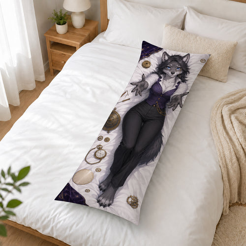 Astronomical Clockmaker Wolf furry body pillow cover product image 2