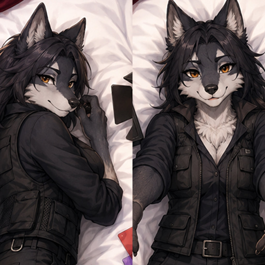 Theater Lighting Wolf furry body pillow cover product image 1