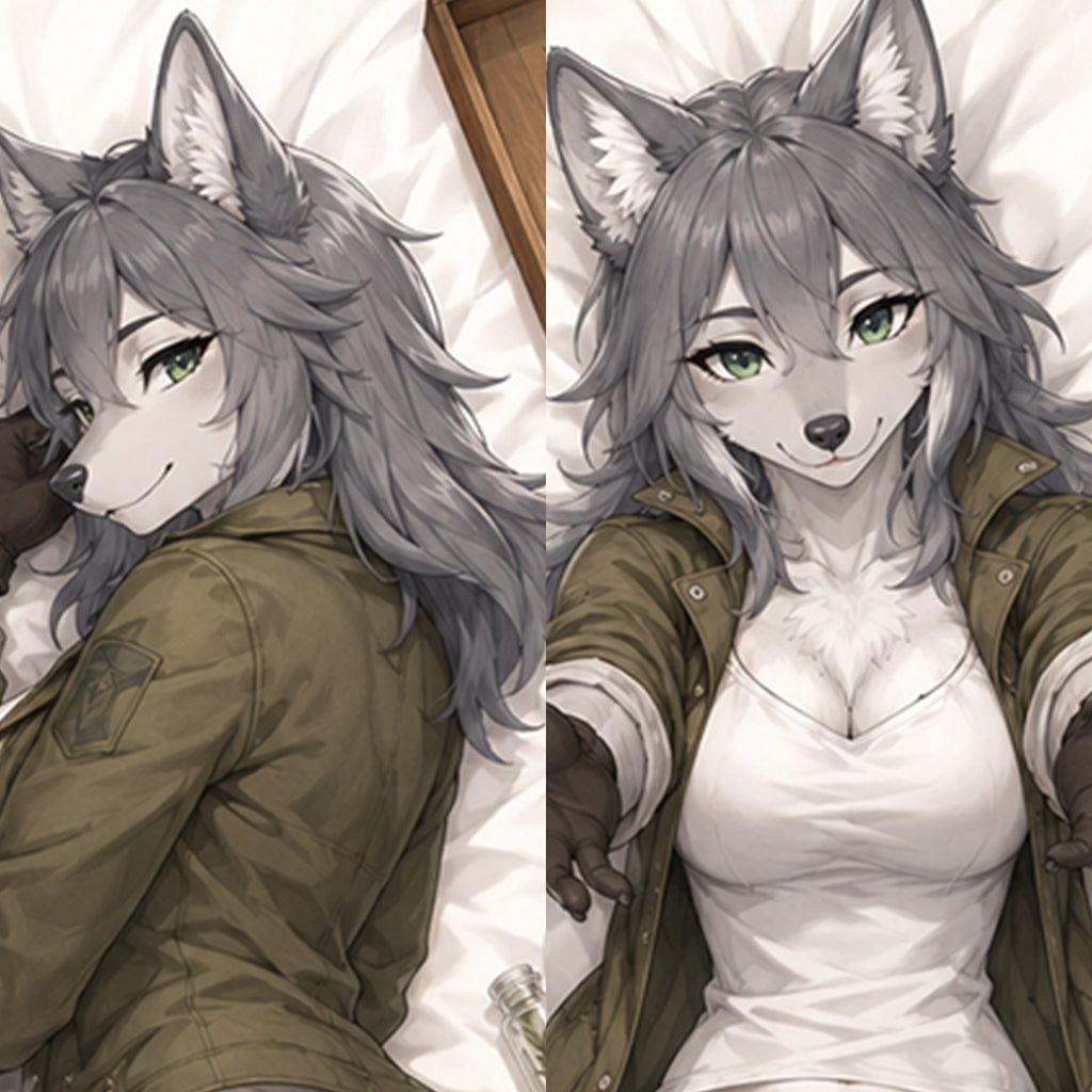 Forest Forensic Wolf furry body pillow cover product image 1