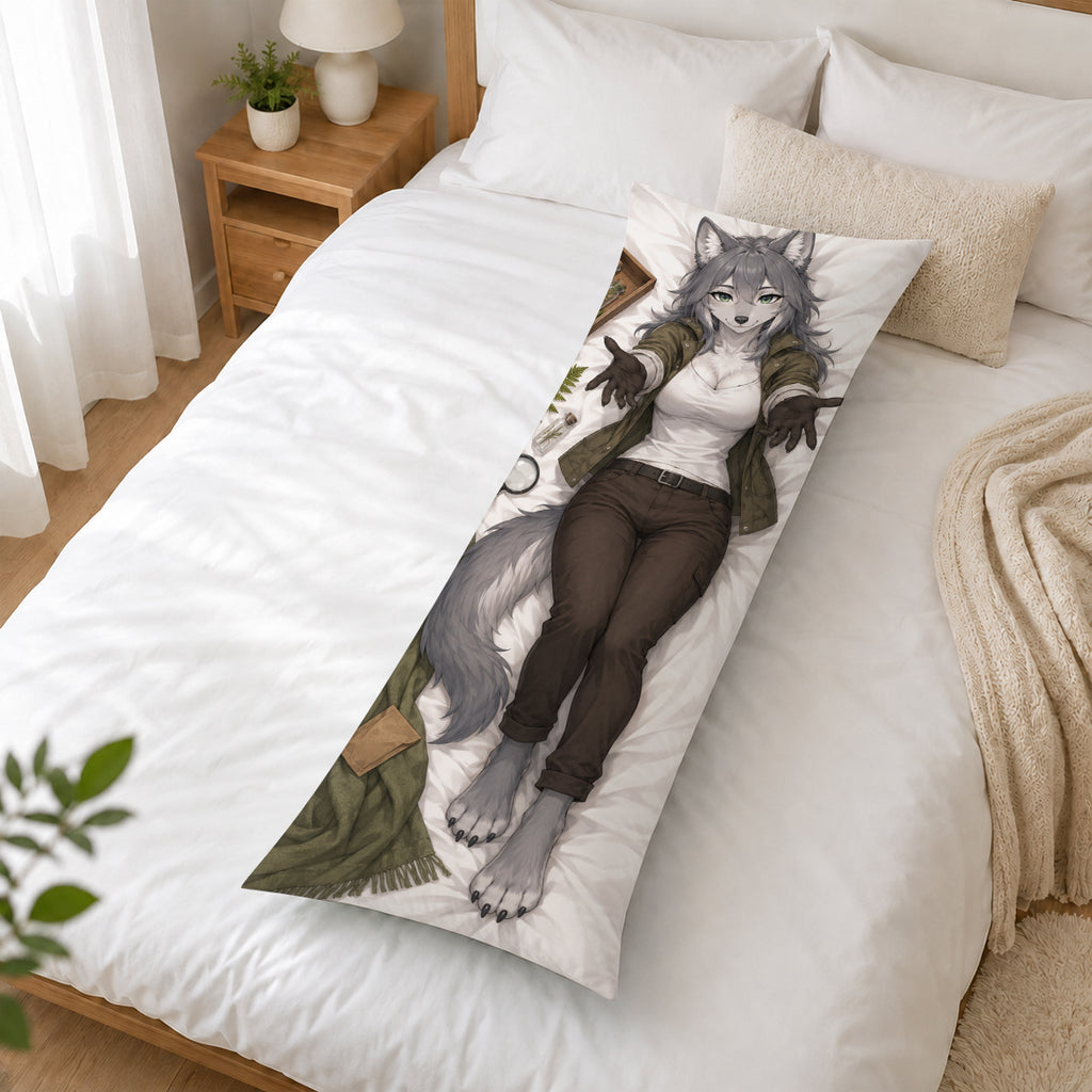 Forest Forensic Wolf furry body pillow cover product image 2