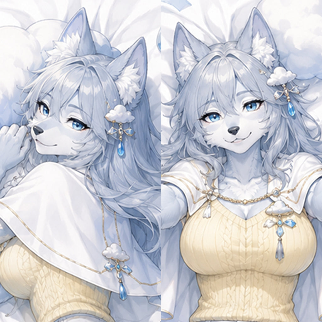 Cloud Weather Wolf furry body pillow cover product image 1