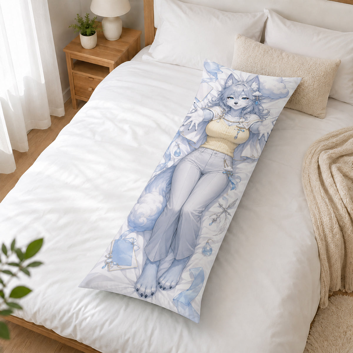 Cloud Weather Wolf furry body pillow cover product image 2