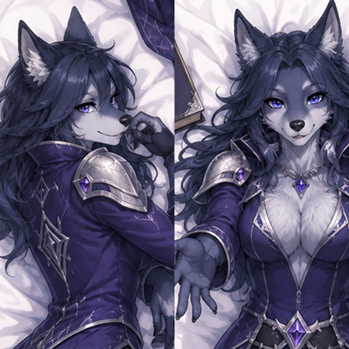 Rune Battlemage Wolf furry body pillow cover product image 1