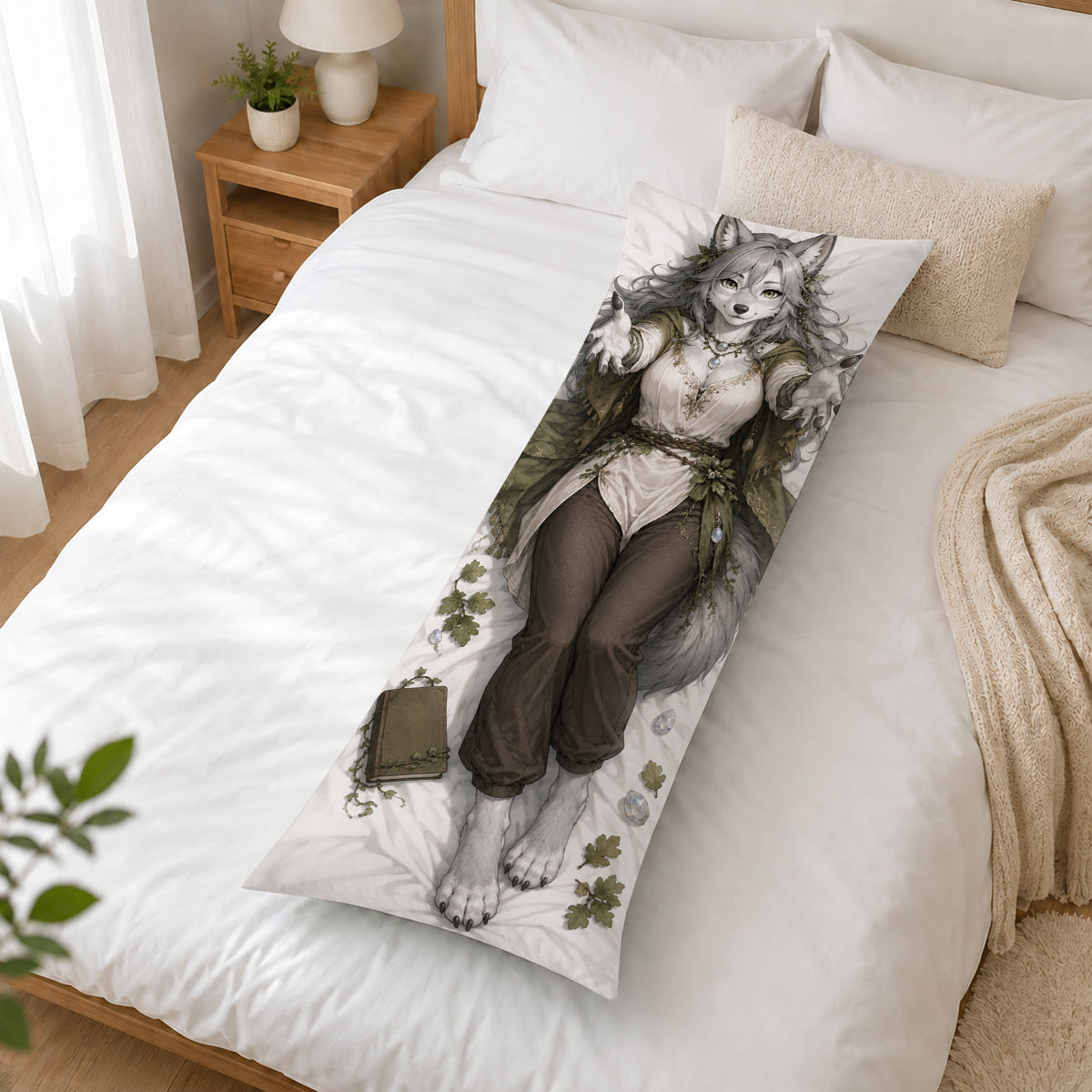 Moon Grove Druid Wolf furry body pillow cover product image 2