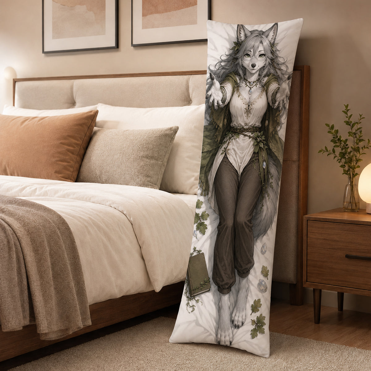 Moon Grove Druid Wolf furry body pillow cover product image 3