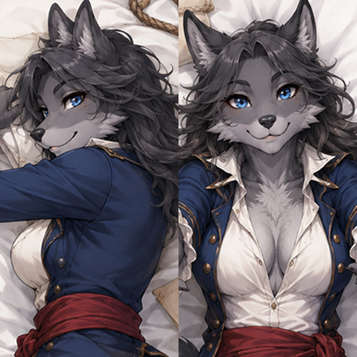 Storm Corsair Wolf furry body pillow cover product image 1
