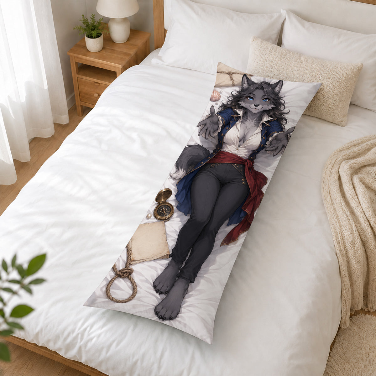 Storm Corsair Wolf furry body pillow cover product image 2