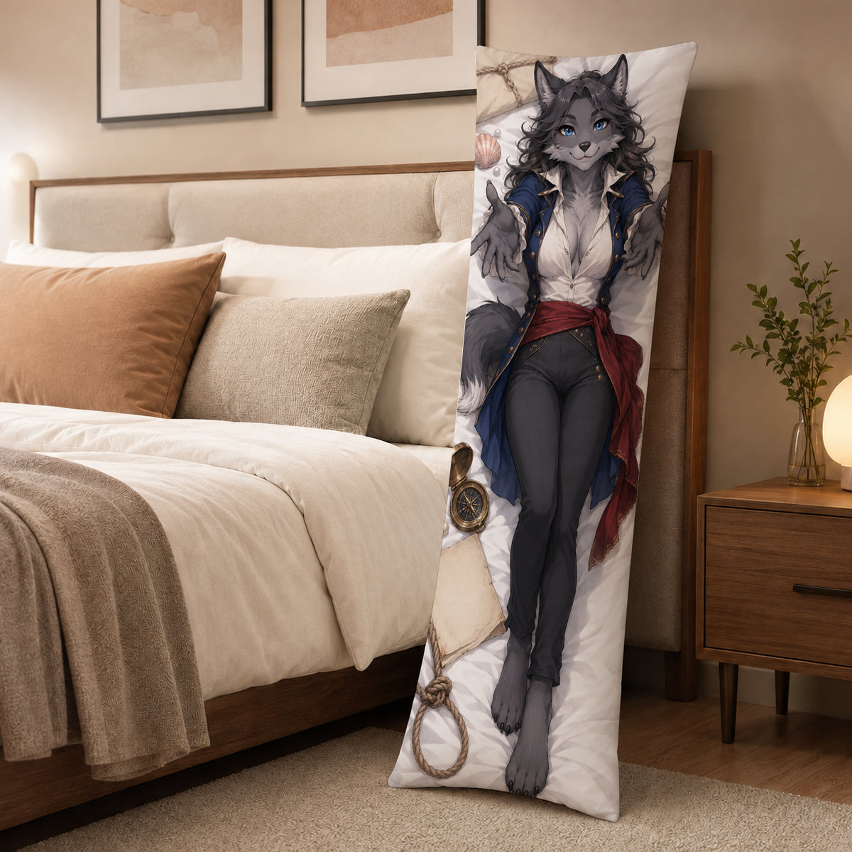 Storm Corsair Wolf furry body pillow cover product image 3