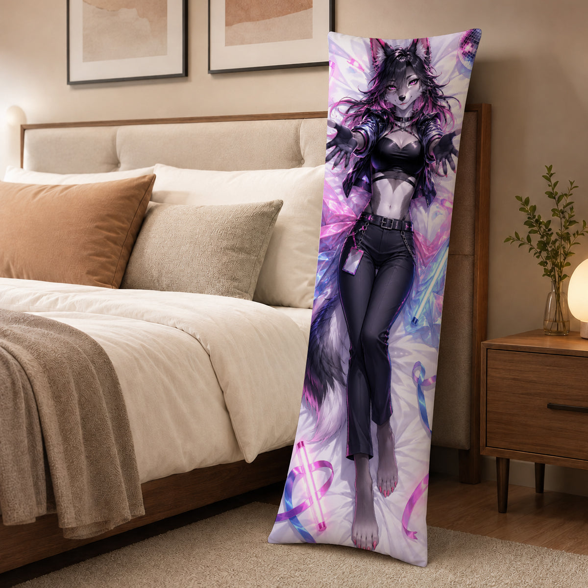 Club Dancer Wolf furry body pillow cover product image 3