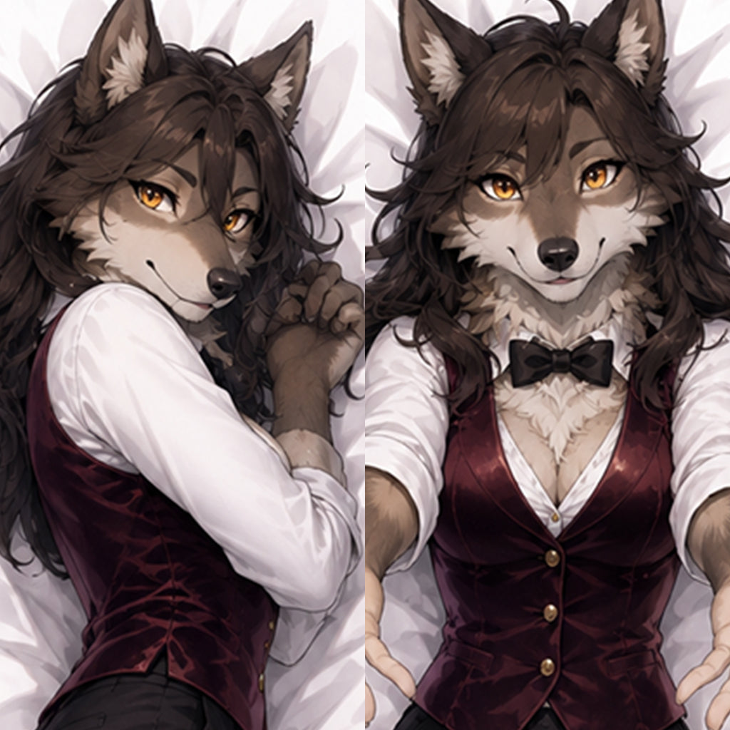 Velvet Bartender Wolf furry body pillow cover product image 1