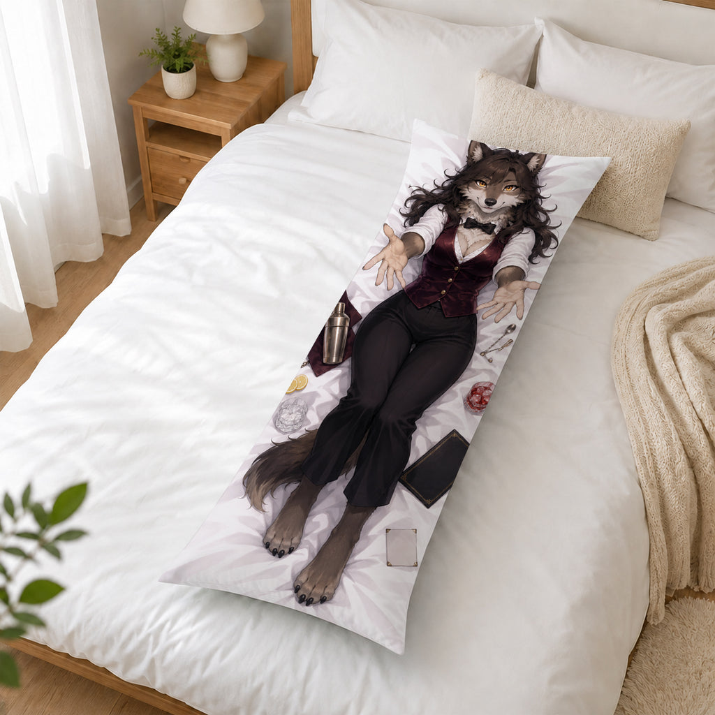 Velvet Bartender Wolf furry body pillow cover product image 2