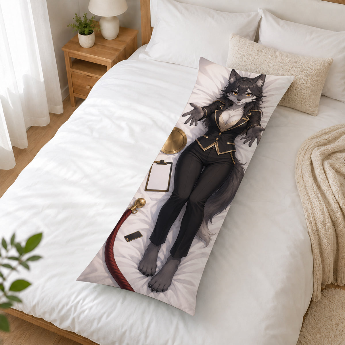 Lounge Host Wolf furry body pillow cover product image 2