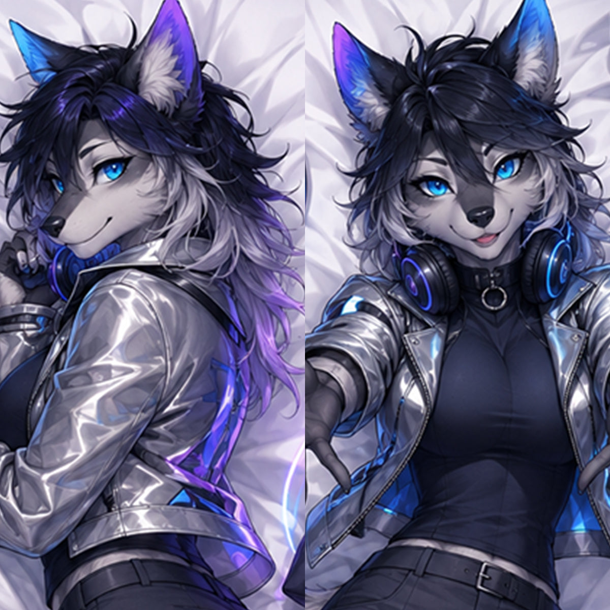 Club DJ Wolf furry body pillow cover product image 1