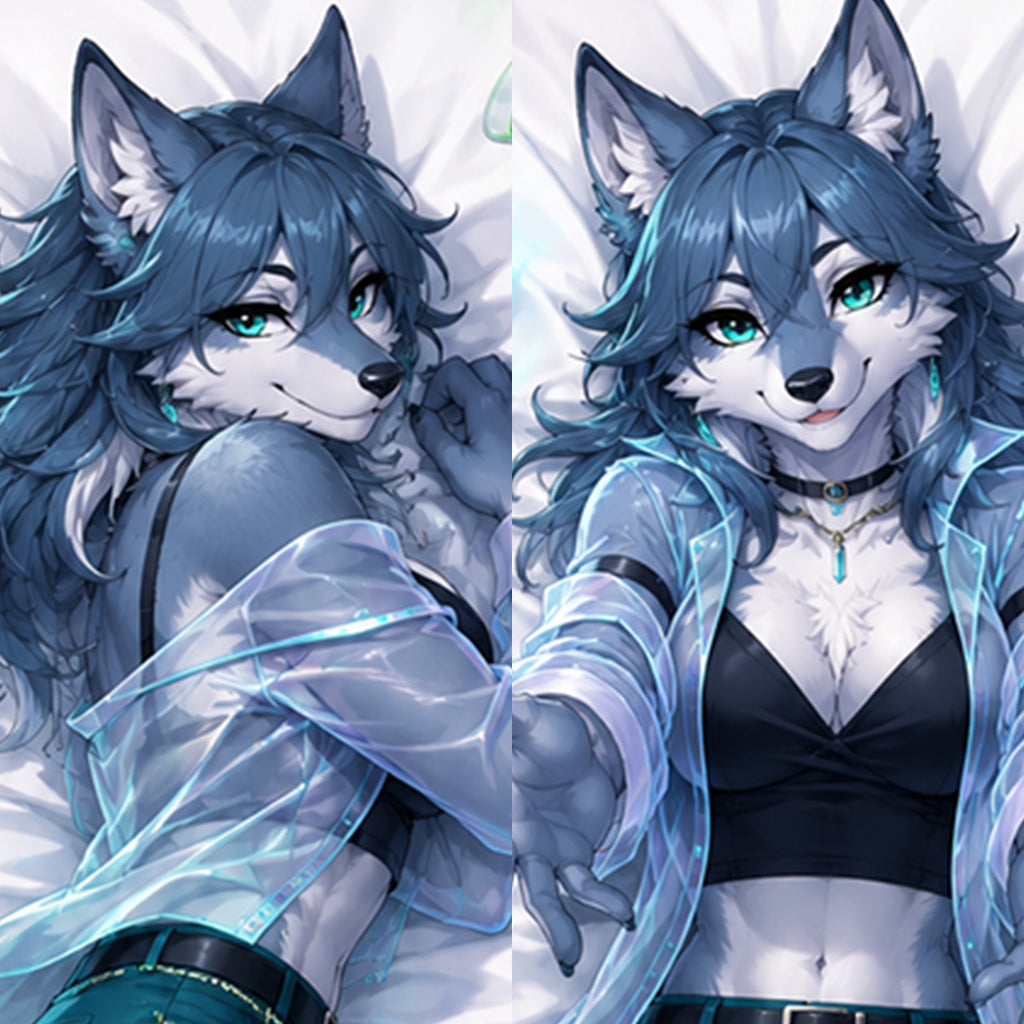 Glow Mixologist Wolf furry body pillow cover product image 1