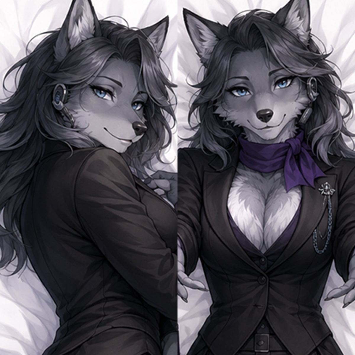 Door Host Wolf furry body pillow cover product image 1