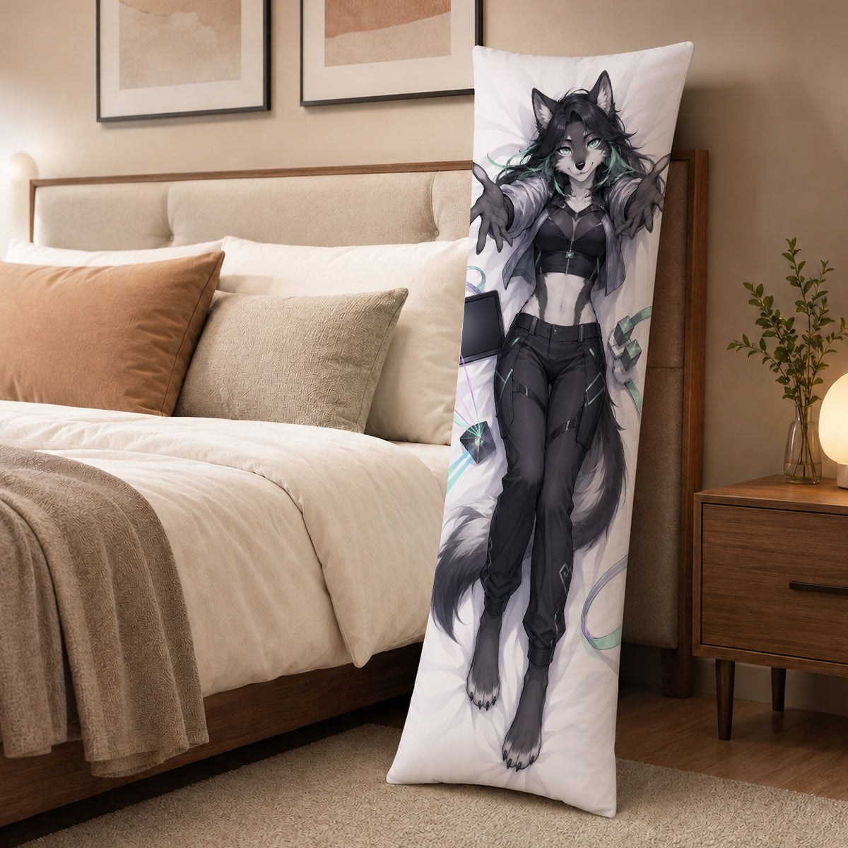 Laser VJ Wolf furry body pillow cover product image 3